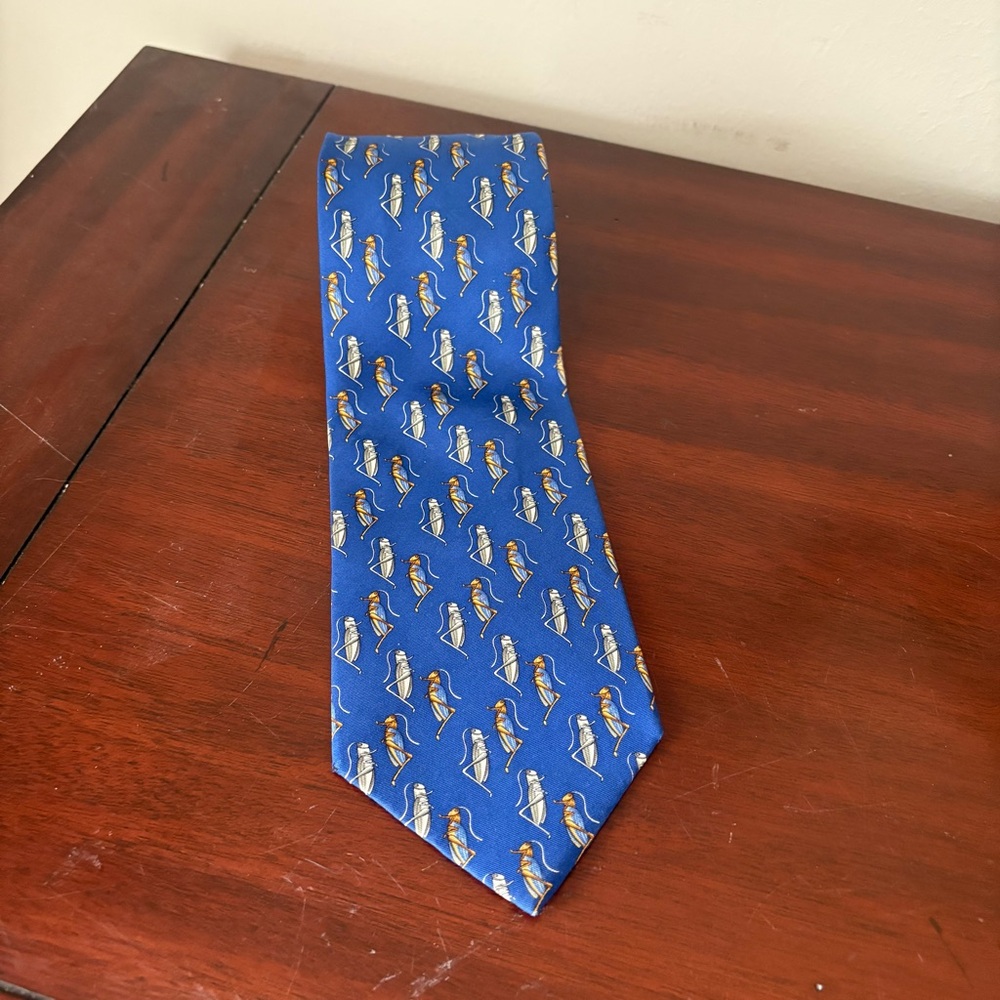 Tiffany & Co Men’s Tie-Designer Rare Grasshopper Print -100% Silk-made in Italy